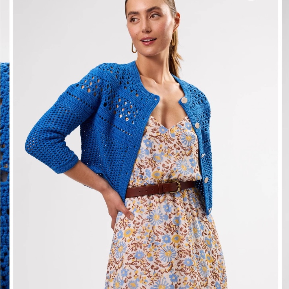 Amour Vert Blue Crochet Cardigan